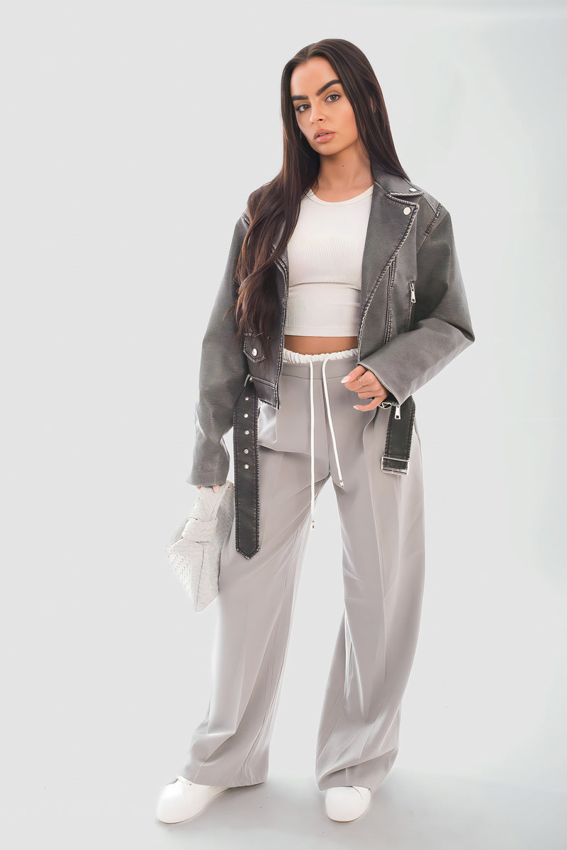 Vivian Double Waist Band Drawstring Wide Leg Trousers - 4 colours