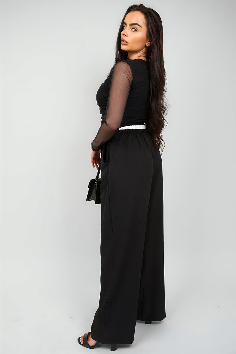Vivian Double Waist Band Drawstring Wide Leg Trousers - 4 colours