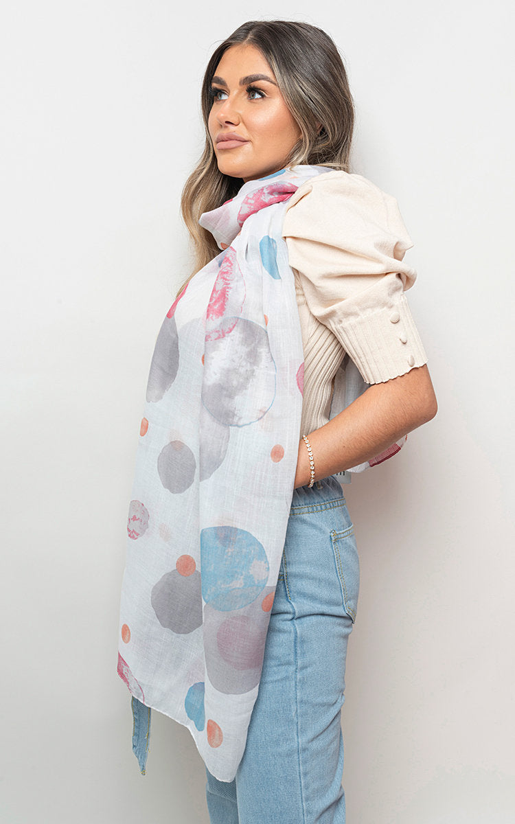 Zoe Wrap Scarf with Printed Large Polka Dots - 4 colours