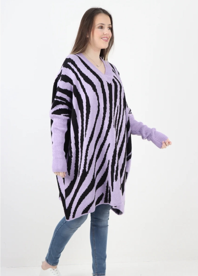 Curve Oversized Zebra Print Jumper Top - 2 colours