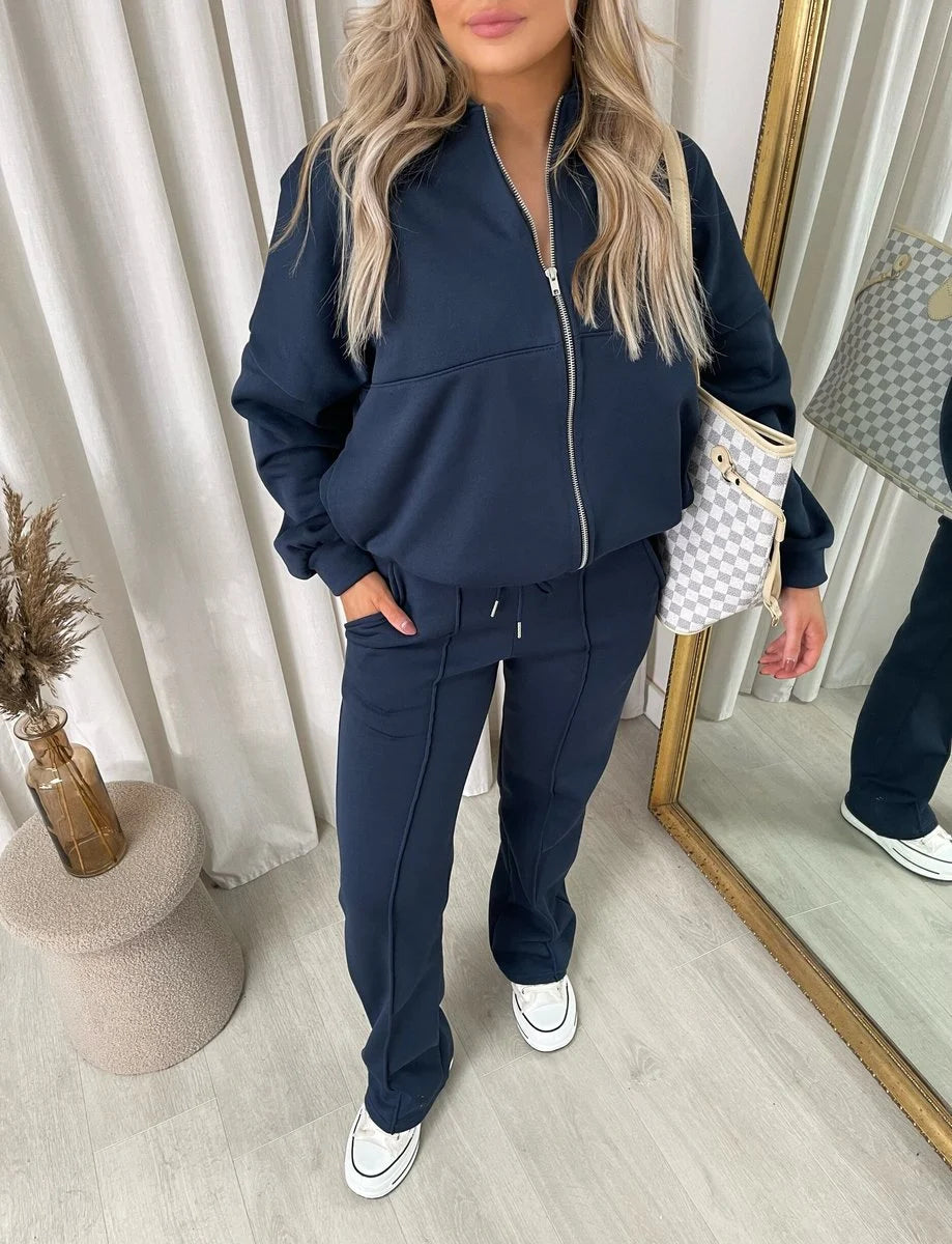 Ashlee Zip Bomber Jacket and Trouser Co-ord Set - 5 colours