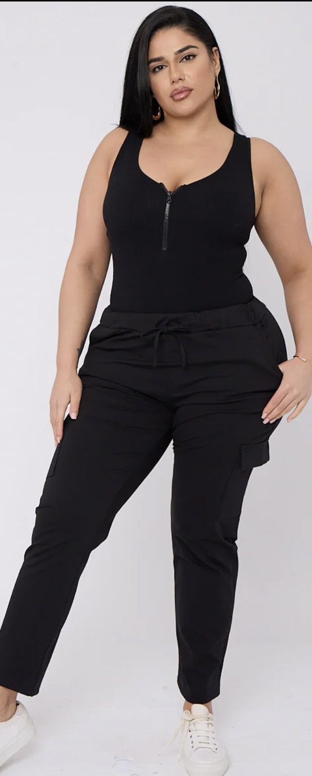 Curve Drawstring Waist Combat Style Trousers With Pockets - 2 colours