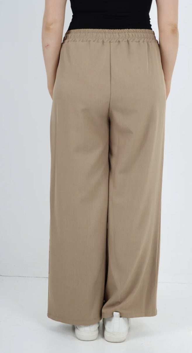 Curve Italian Elastic Waist Drawstring Wide Leg Trousers - 3 colours