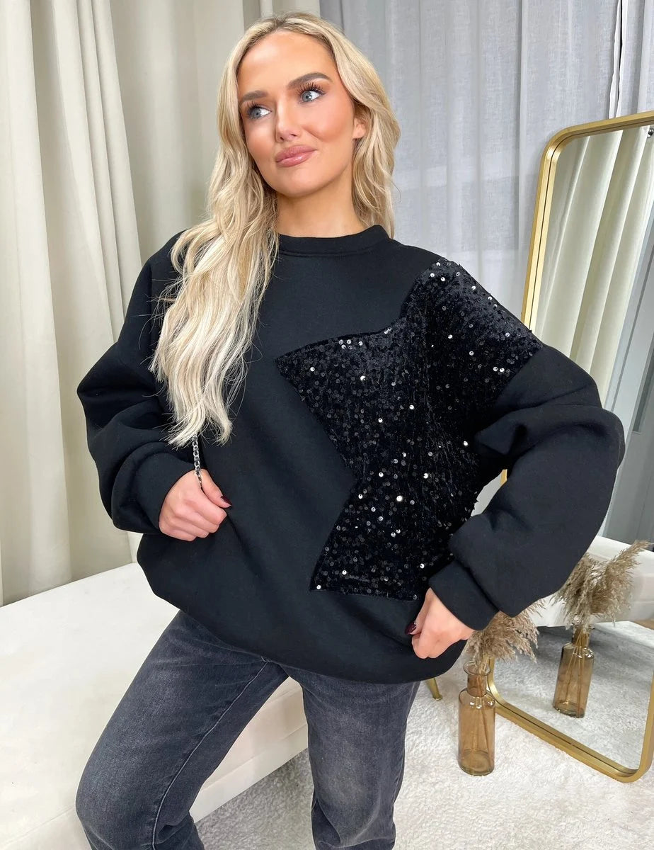 Andrea Sequin Detailed Oversized Knitted Jumper - 3 colours