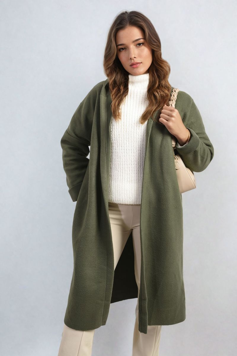 Alexa Open Front Folded Sleeve Long Coat Jacket - 5 colours