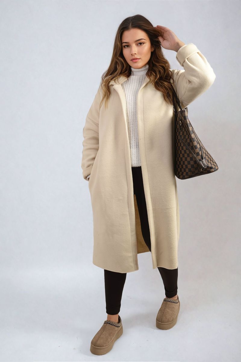 Alexa Open Front Folded Sleeve Long Coat Jacket - 5 colours