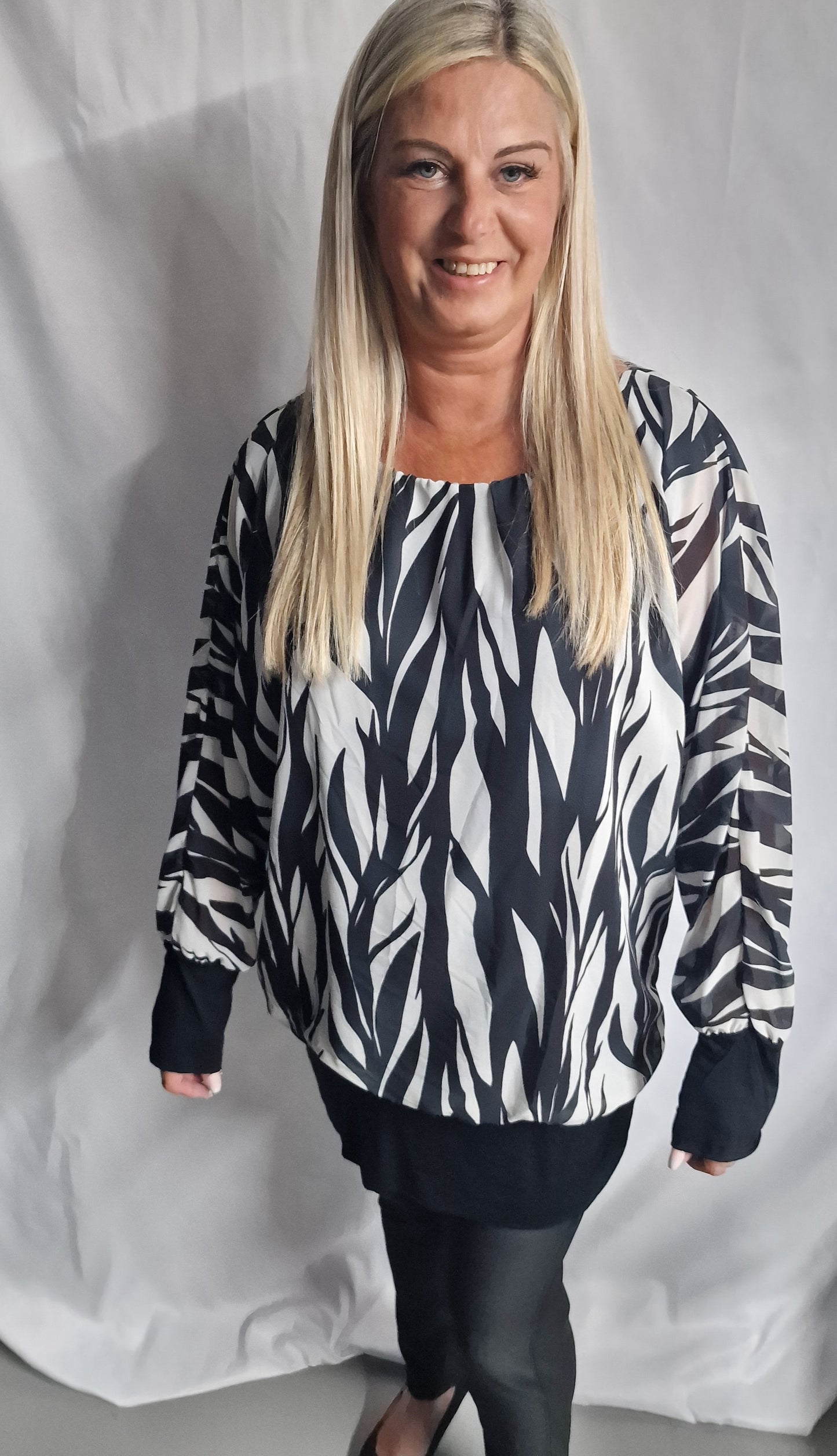 Italian Printed Chiffon Lining Inside Long Sleeve Top - 3 colours