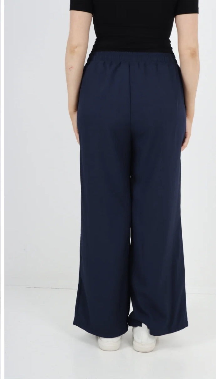 Curve Italian Elastic Waist Drawstring Wide Leg Trousers - 3 colours