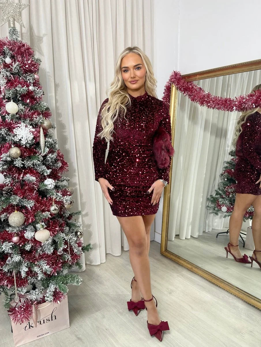 Lorena Sequin Long Sleeve Bodycon Mini Dress - 4 colours