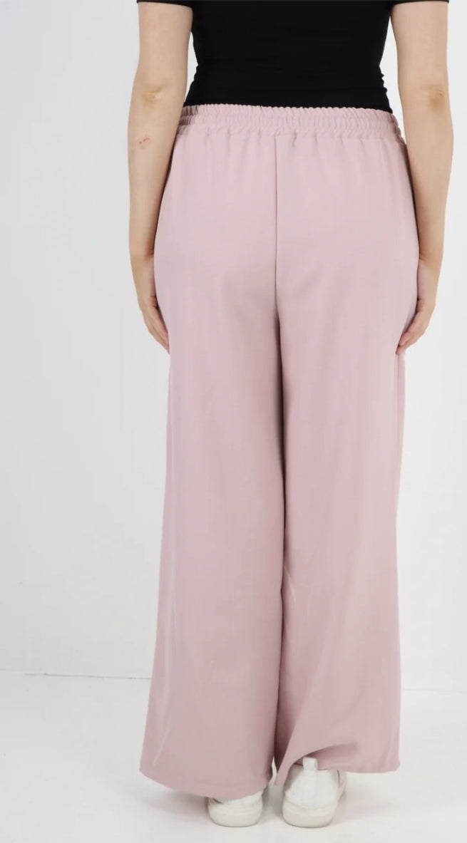 Curve Italian Elastic Waist Drawstring Wide Leg Trousers - 3 colours