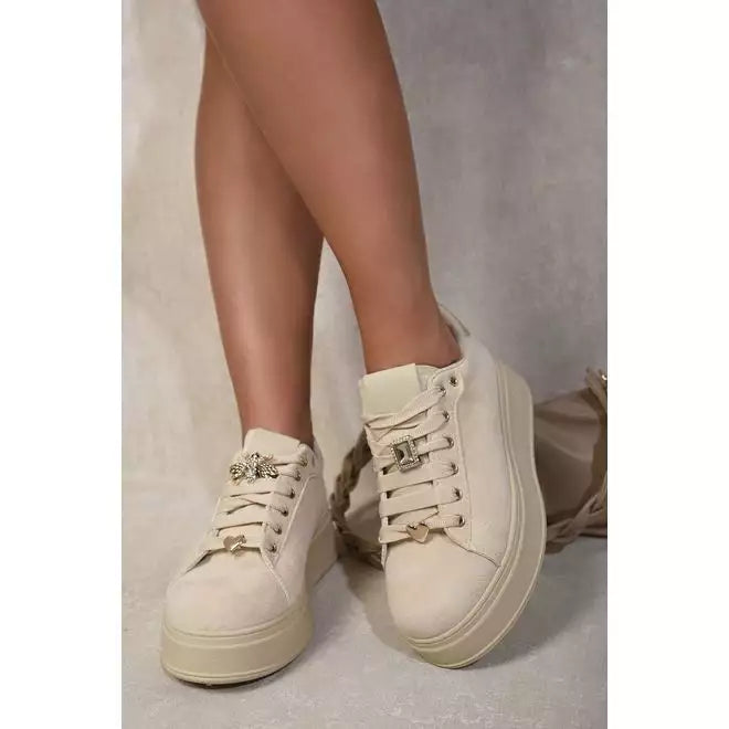 Hazel Lace Up Platform Trainers With Decorative Details - 4 colours