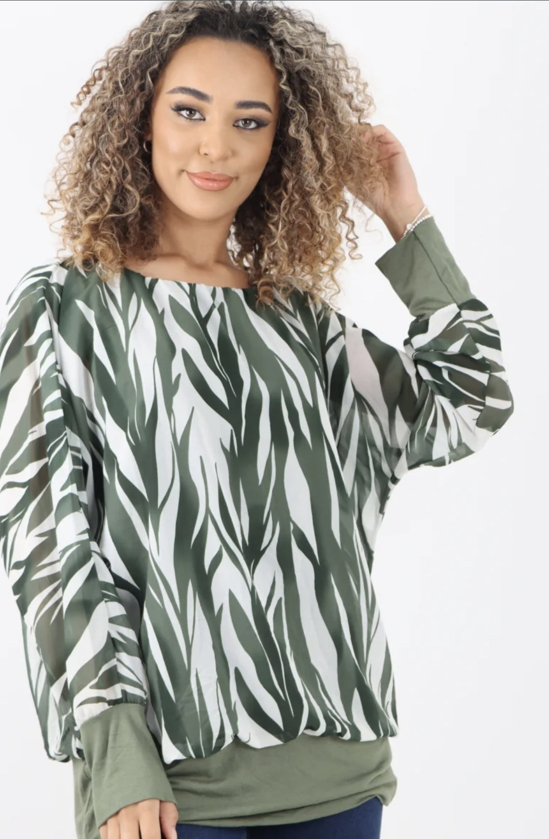 Italian Printed Chiffon Lining Inside Long Sleeve Top - 3 colours