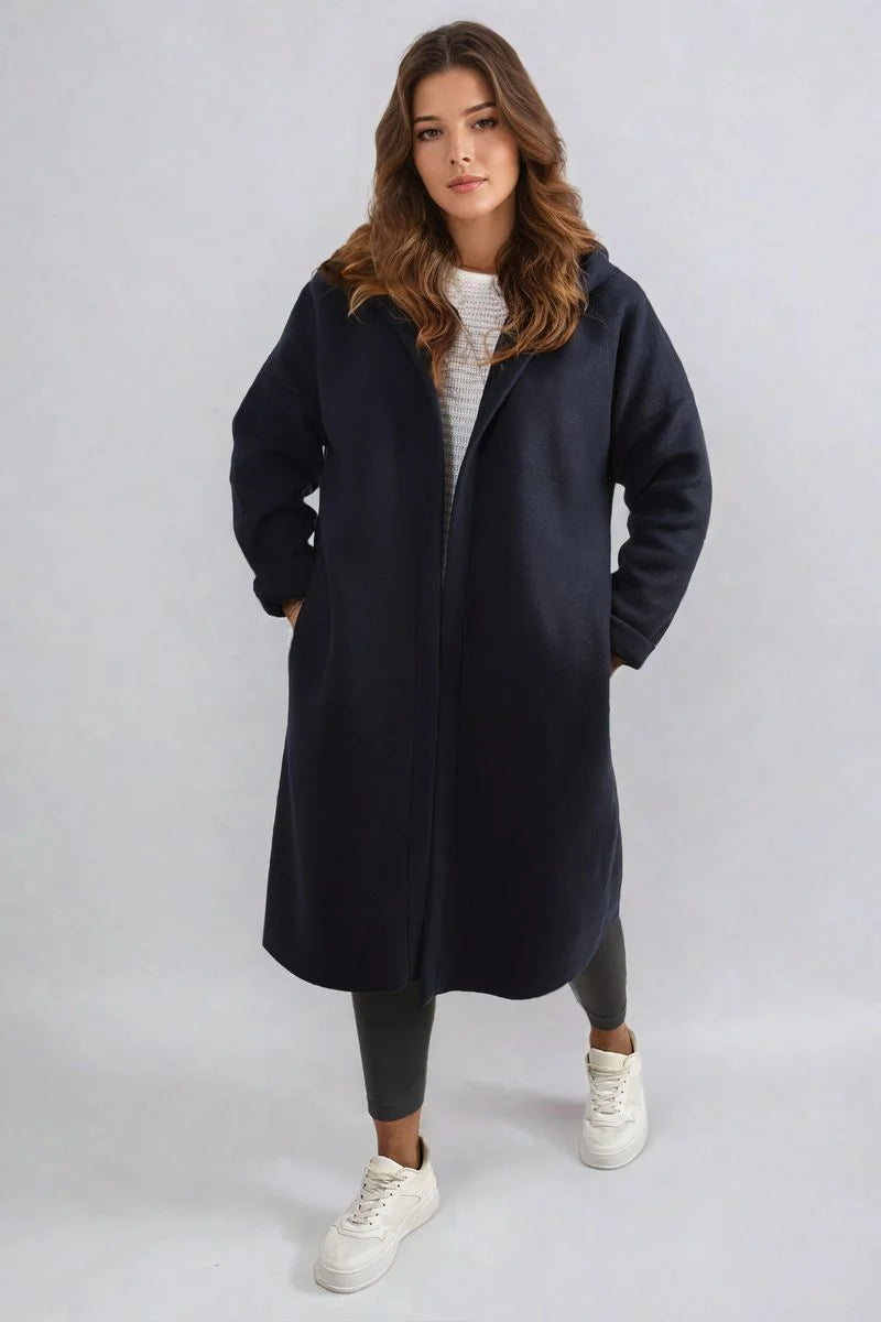 Alexa Open Front Folded Sleeve Long Coat Jacket - 5 colours