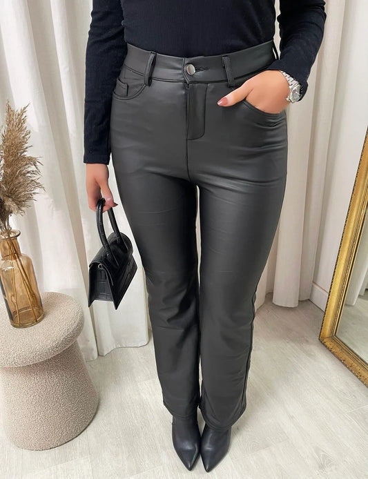 Lucia High Waisted Faux Leather Trouser