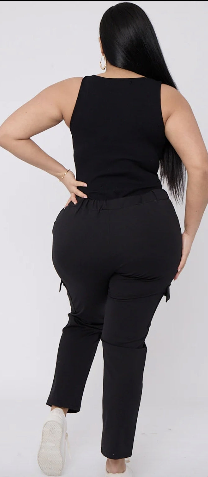 Curve Drawstring Waist Combat Style Trousers With Pockets - 2 colours