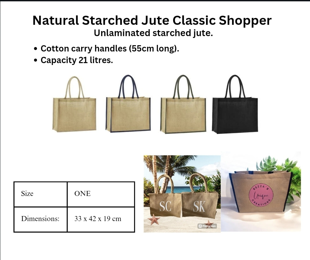 Natural Starched Jute Classic Shopper - 2 colours