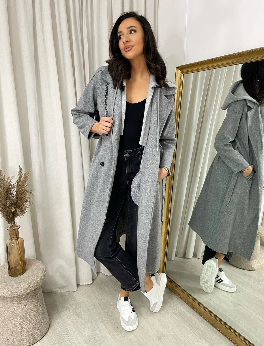 Claudia Belted Button Hooded Trench Coat - 3 colours