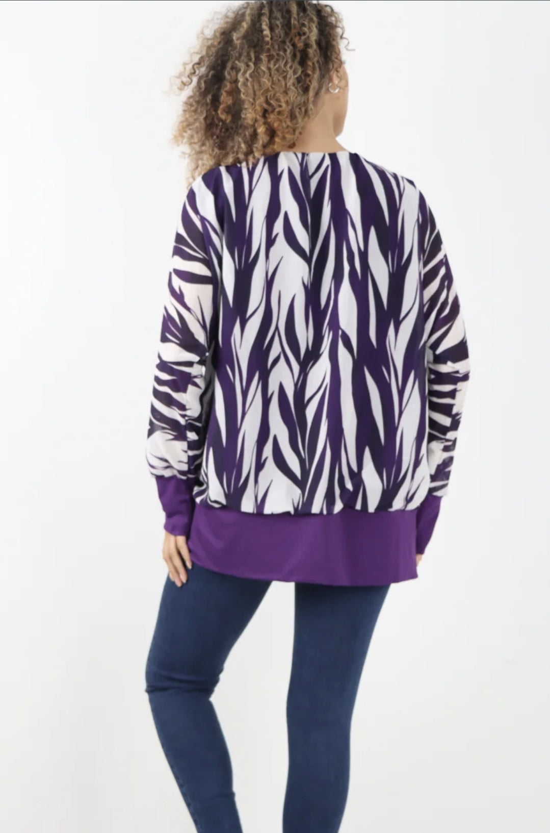 Italian Printed Chiffon Lining Inside Long Sleeve Top - 3 colours