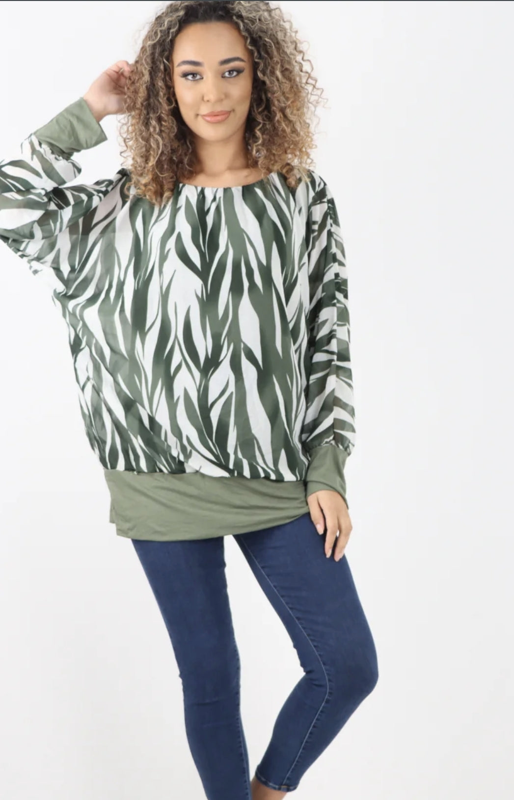 Italian Printed Chiffon Lining Inside Long Sleeve Top - 3 colours