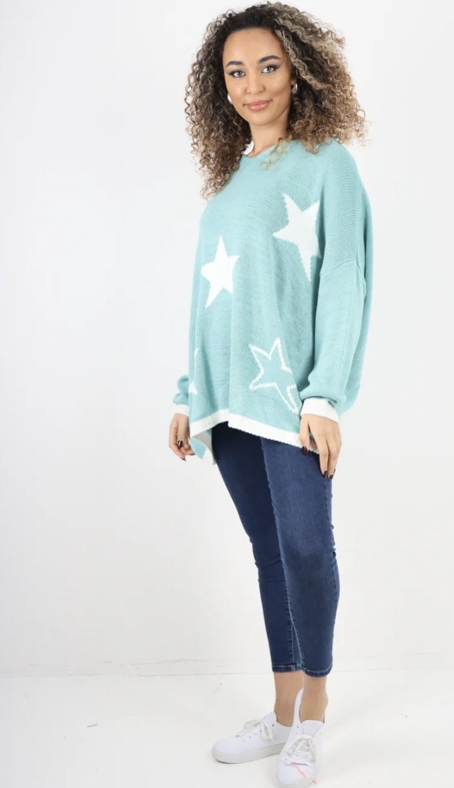 Curve Italian Oversized Star Print Long Sleeve Jumper - 2 colours