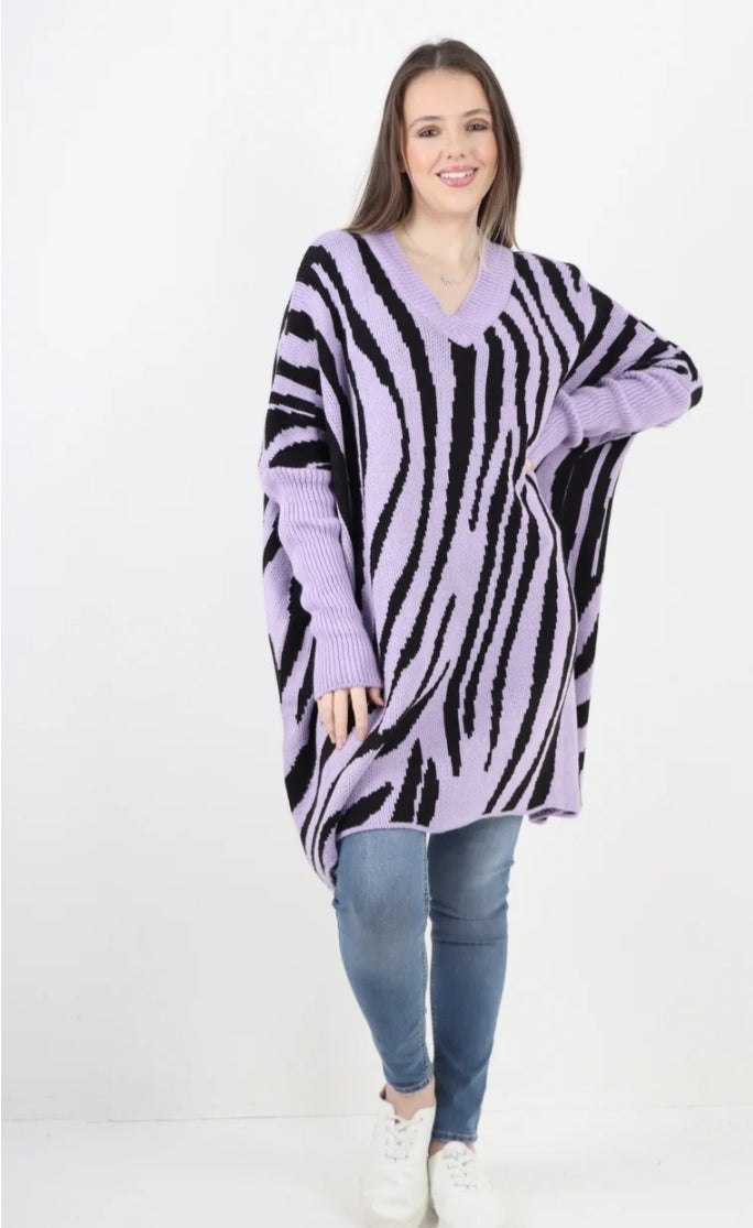 Curve Oversized Zebra Print Jumper Top - 2 colours