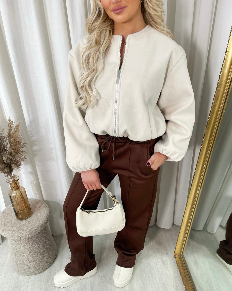 Mila Cropped Zip Up Balloon Sleeve Bomber Jacket - 5 colours