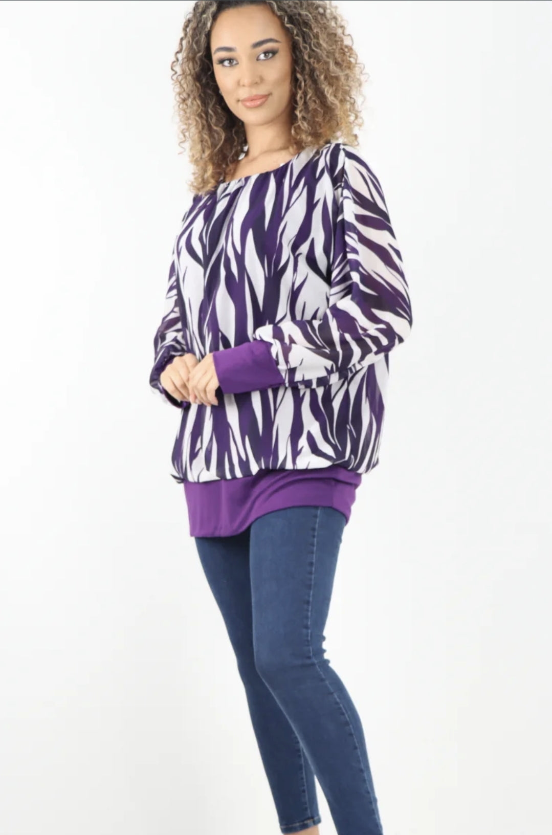 Italian Printed Chiffon Lining Inside Long Sleeve Top - 3 colours