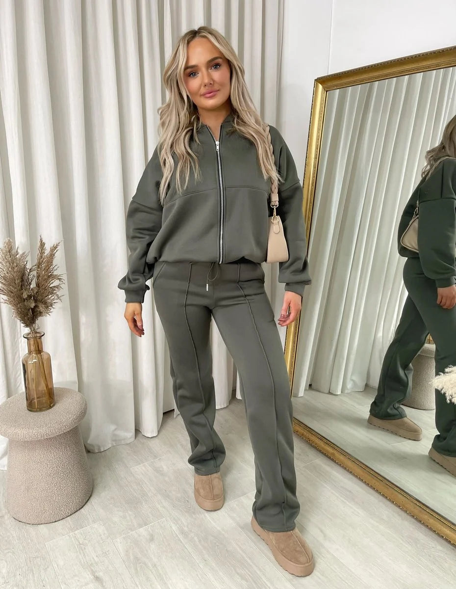 Ashlee Zip Bomber Jacket and Trouser Co-ord Set - 5 colours