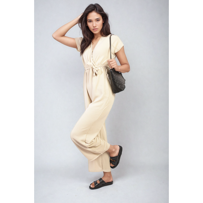 Alessandra Belted V Neck Jumpsuit with Side Pockets - 10 colours