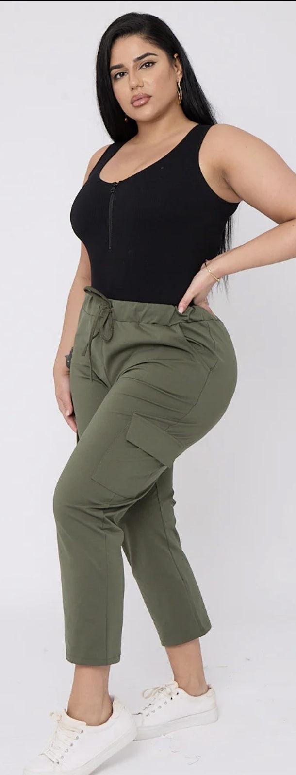 Curve Drawstring Waist Combat Style Trousers With Pockets - 2 colours