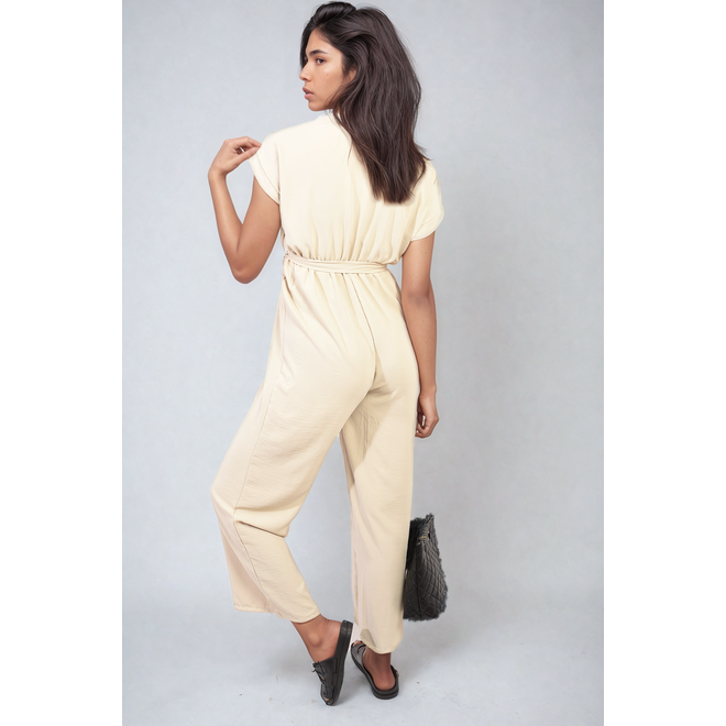 Alessandra Belted V Neck Jumpsuit with Side Pockets - 10 colours