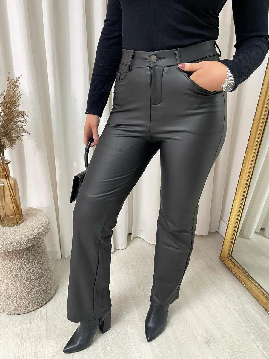 Lucia High Waisted Faux Leather Trouser