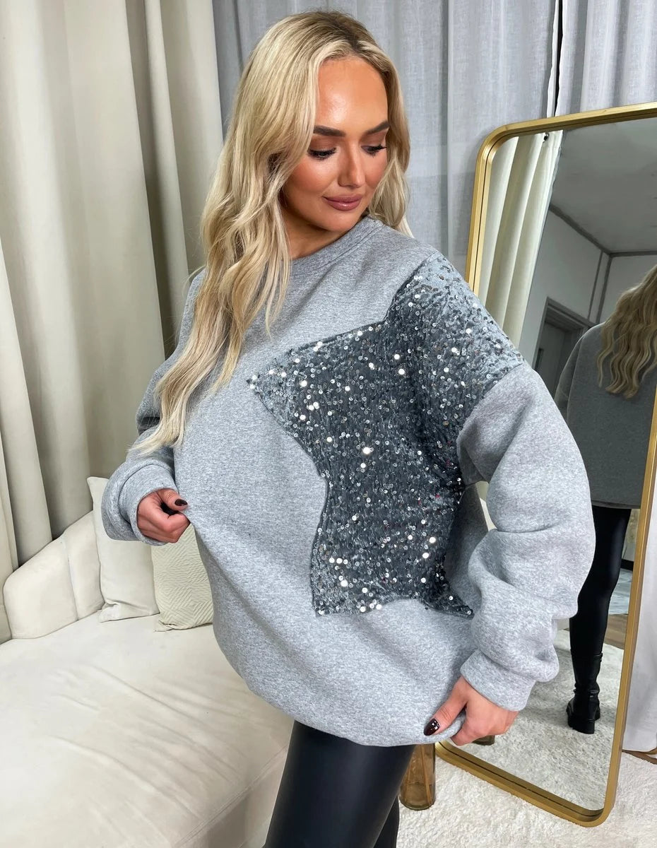 Andrea Sequin Detailed Oversized Knitted Jumper - 3 colours