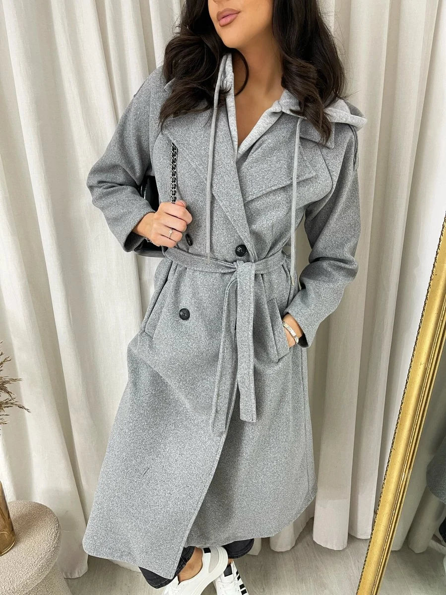 Claudia Belted Button Hooded Trench Coat - 3 colours