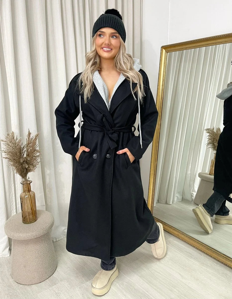 Claudia Belted Button Hooded Trench Coat - 3 colours