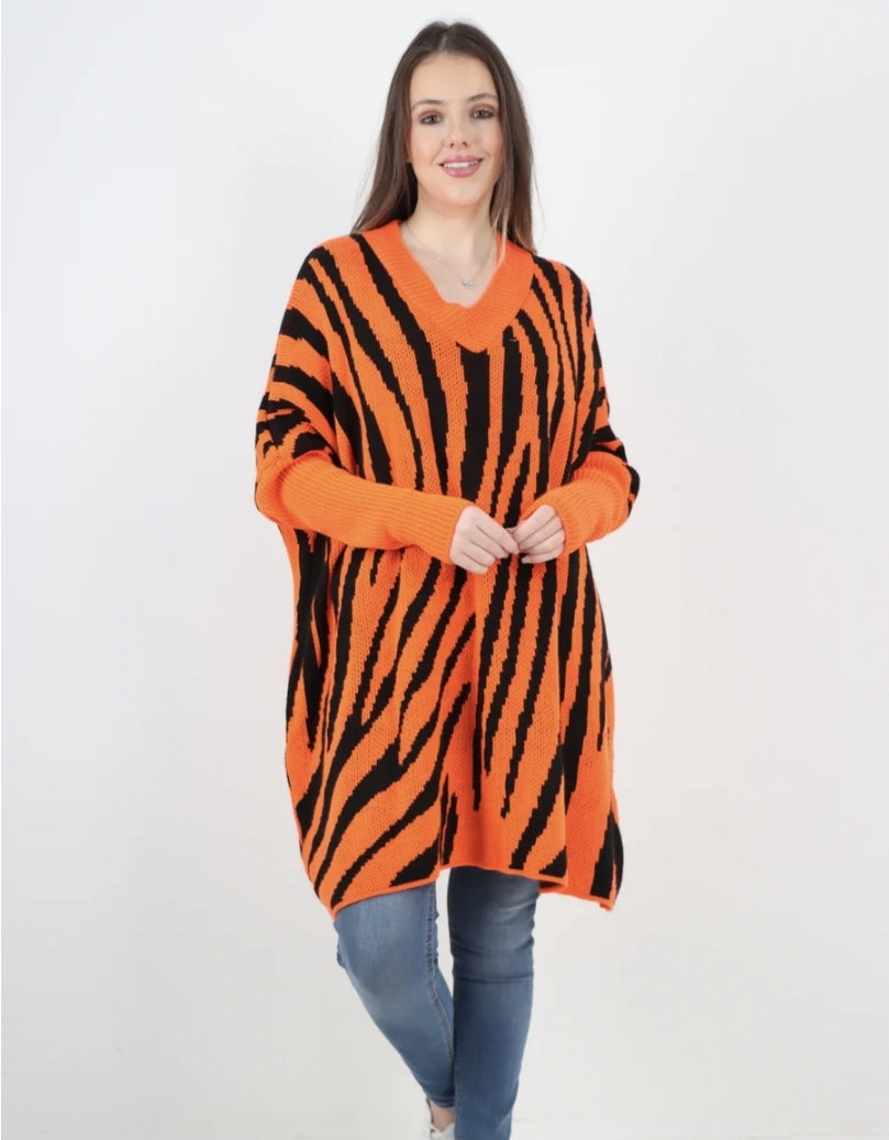 Curve Oversized Zebra Print Jumper Top - 2 colours