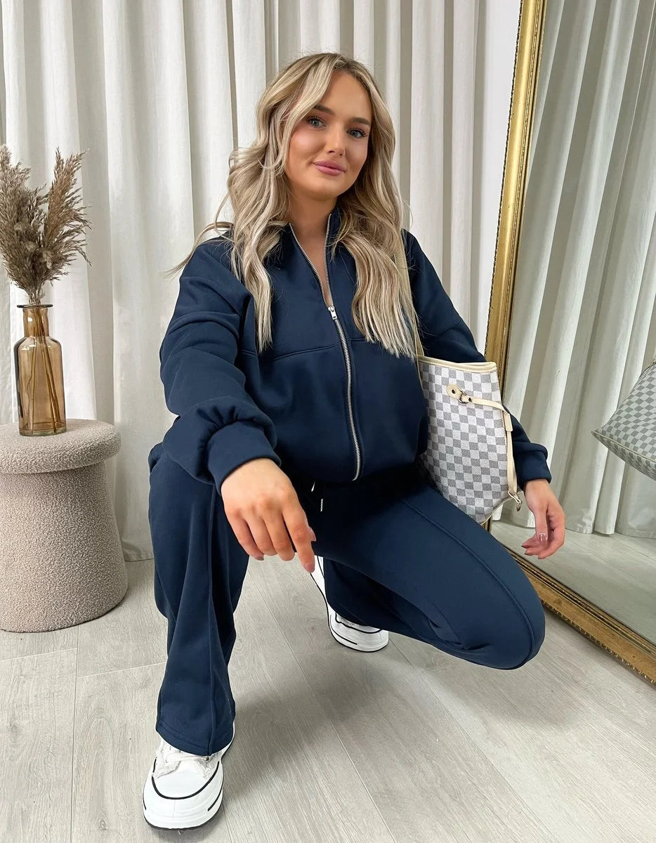 Ashlee Zip Bomber Jacket and Trouser Co-ord Set - 5 colours