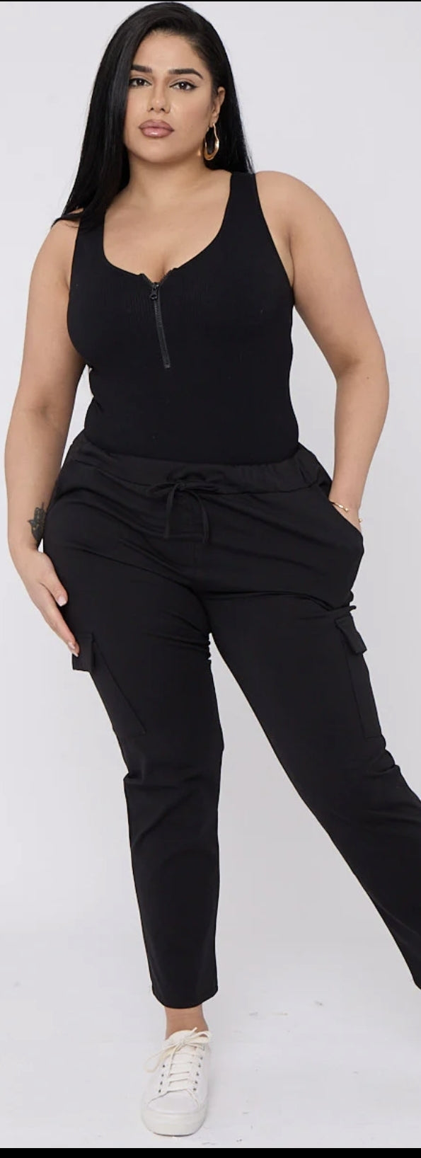 Curve Drawstring Waist Combat Style Trousers With Pockets - 2 colours